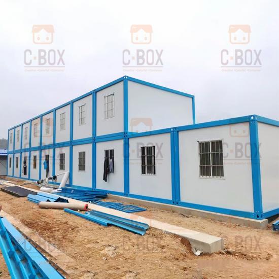 blue frame container house