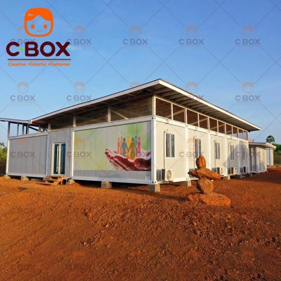 modular container building for humanitarian aid